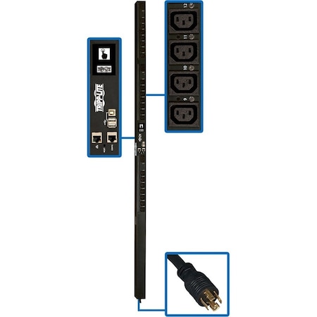 Tripp Lite PDU, Switched, (24) C13, (6) C19, L15-20P, 6 ft. PDU3EVSR6L1520