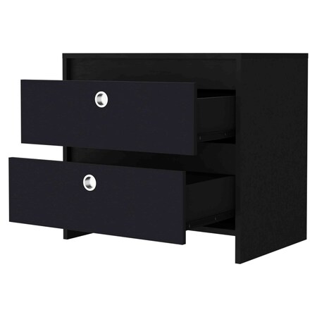 Homeroots 22" Black Wood Two Drawer Nightstand 534889
