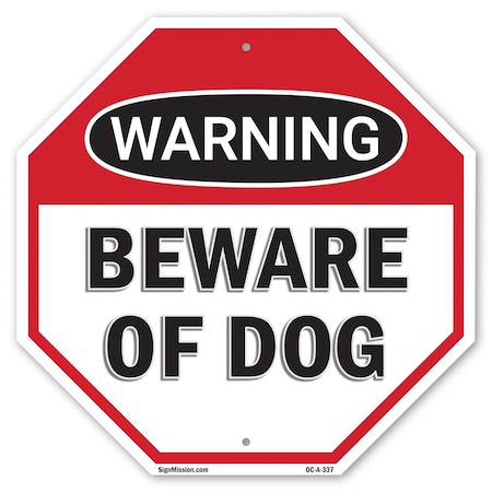 Signmission Warning Beware of Dog, 10 Inch X 10 Inch, Plastic Sign OC-P-10-337