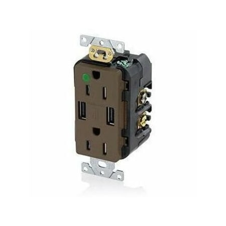 Leviton Duplex Straight Blade Receptacle, 5-15R, 15 A, 125V AC, 2 Pole, 3 Wire, Surface Mount T5632-HG
