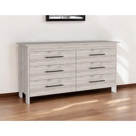 Homeroots 59" Light Gray Six Drawer Double Dresser 544020