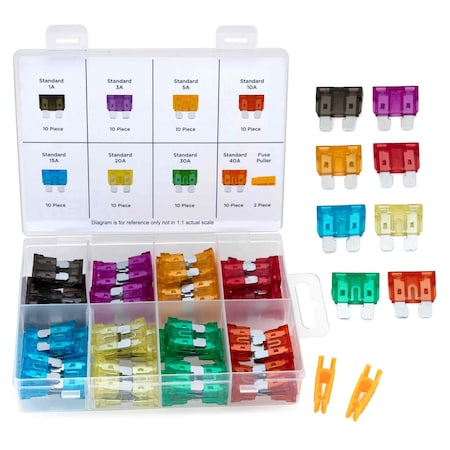 Neiko Car Fuses Assortment Set, 80pc, Fast Acting, Auto Fuses Kit, Standard Sizes 50504A
