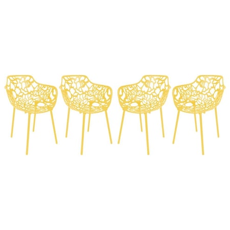Leisuremod Modern Devon Aluminum Armchair, Yellow, 4PK DCA23Y4