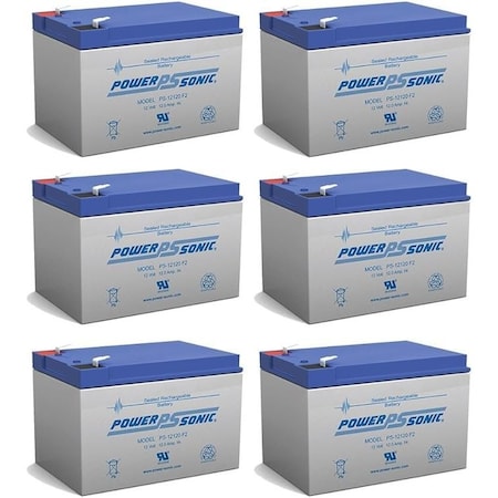 Power-Sonic PS-12120F2 12V 12Ah AGM Battery, 6PK PS-12120 F2