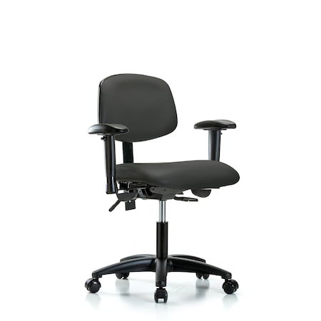 Blue Ridge Ergonomics Desk Chair Desk Chair, Vinyl, AA Casters, Gry, Adjustable Arms, 18" to 23" Height, Vinyl, Charcoal BR-VDHCH-RG-T0-A1-RC-8605