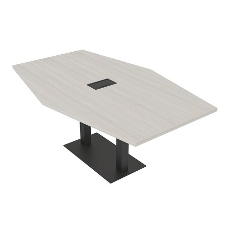 Skutchi Designs Hexagon Conference Table With Power Unit, 48 in W, 72 in L, Ivory HAR-HEX.IR-48X72-DOU.BK-K458-EBLK