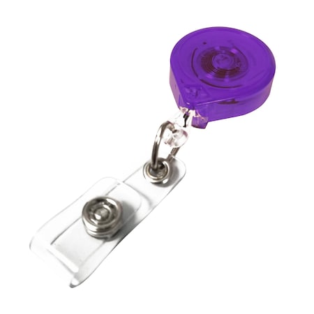 Key-Bak Round MINI-BAK, Transluscent Purple, Swivel Clip , ID Badge Strap, 25PK 0217-016-25