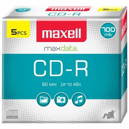 Maxell CD-R700 CD Recordable Media - CD-R - 48x - 700 MB - 5 Pack - Light Green 648205
