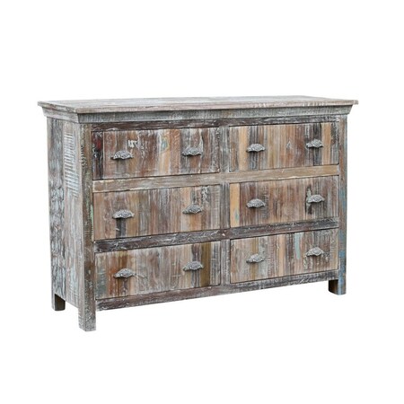 Homeroots 60" White Solid Wood Six Drawer Double Dresser 521245