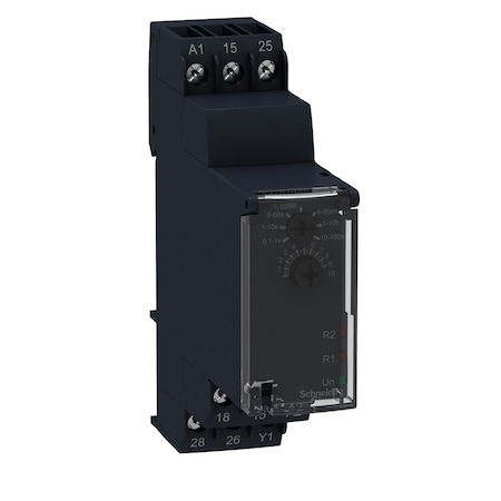 Schneider Electric Dual function relay, Harmony Timer Relays, 8A, 2CO, 0.1s.100h, power on delay, screw connectors, 24V DC or 24.240V AC DC RE22R2AMU