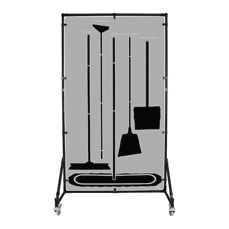 5S Supplies Housekeeping Shadow Board Broom Station V9, Gray / Black, Kit, No Text HSB-V9-GRAY/BLACK-KIT-NO TEXT