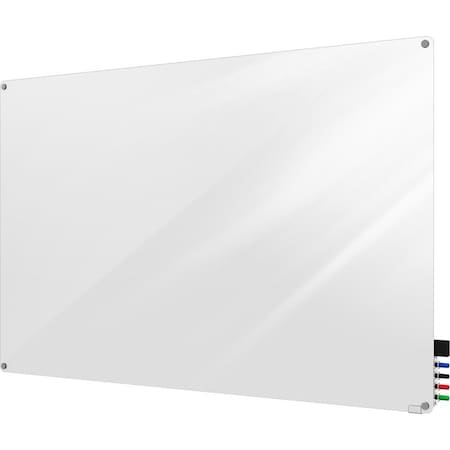 Ghent Dry Erase Board, Glass, 48 in, 96 in, No Frame Frame, White, Gloss HMYRM48WH