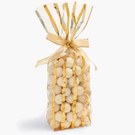 Nashville Wraps Gold Stripe Cello Bags, 1.4 mil, 3.75x2.5x12.5, 100PK 96514