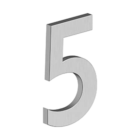 Deltana 4 Stainless Steel House Number 5 with Risers Satin Stainless Steel Finish RNB5U32D