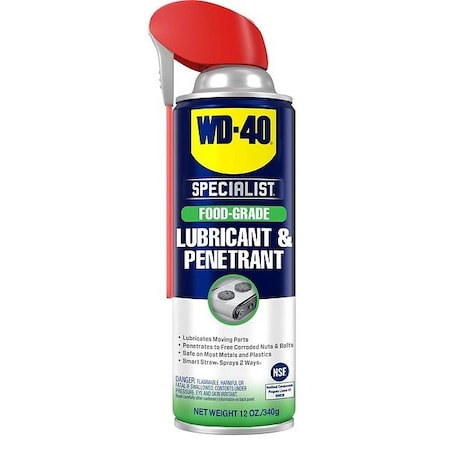 Wd-40 Penetrating Lubricant, 12 oz, Aerosol Spray Can, Petroleum Distillates Base, 400 Degrees F Max Op Temp, H1- Food Grade, Brown 300936