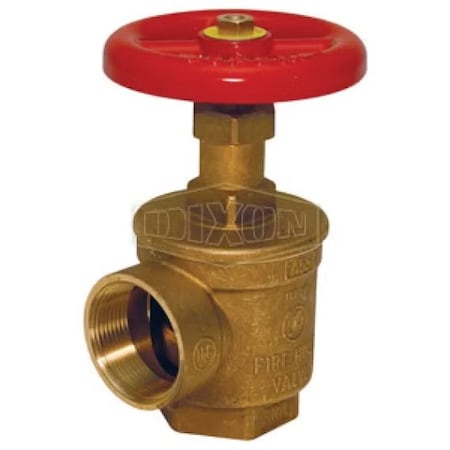 Dixon Global Angle Hose Valve with Red Steel Hand wheel, 1-1/2 x 1-1/2 in Nominal, FNPT x FNPT End Style, AVF151
