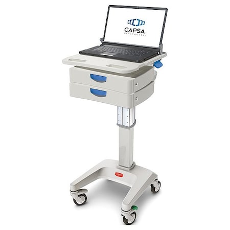 Capsa Healthcare Laptop Cart, 45 lb, Aluminum, Assembled LX5-NG-D20-M-45