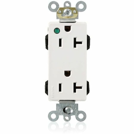 Leviton Straight Blade Receptacle, 5-20R, 20 A, 125V AC, Flush Mount, Self-Grounded M1636-PLW