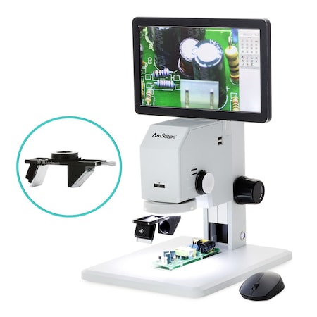 Amscope DM745 3D Digital Microscope for Industrial Inspection w/0.7X-4.5X Magnification, 11.6 HD Screen and DM745-HDM11-3DR