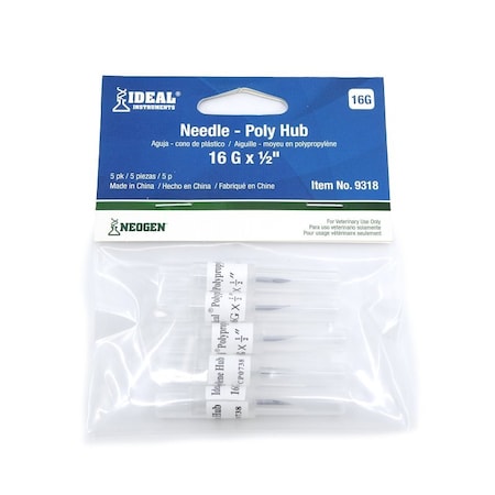 Neogen Hub Needle, 16 ga, 1/2 in L 9318