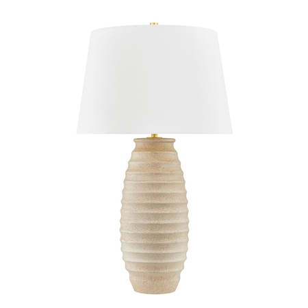 Hudson Valley Lighting Haddam 1 Light Table Lamp 19 In. Aged Brass/Ceramic Textured Fawn L6532-AGB/C06