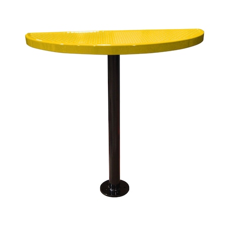 Leisure Craft Perforated Semi-Circle Pedestal Table, Portable, 40"H, Yellow STAB40-PERF-YELLOW
