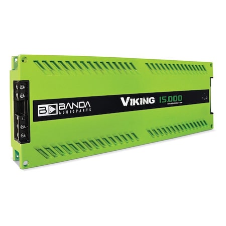 Banda Green VIKING 15000 One Channel 15.000 Watts Max 1 Ohm Car Audio Mono Amplifier w/Subsonic Filter VIKING15000GREEN