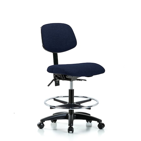 Blue Ridge Ergonomics Chair, Fabric, Med Bench, CF Casters, Nav, No Arms, 22" to 29" Height, Dark Blue BR-FMBCH-RG-T0-A0-CF-RC-F45