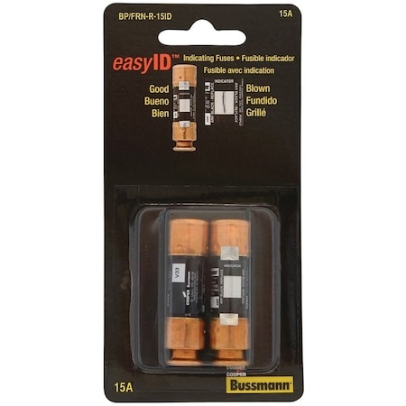 Eaton Bussmann Fuse, 15 A, 250 V, Cartridge, Time Delay Fuse BP/FRN-R-15ID