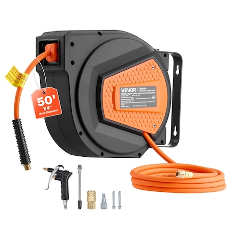 Vevor Retractable Air Hose Reel 50 FT x 1/4 Inch Hybrid Air Hose Max 300 PSI NA-D10