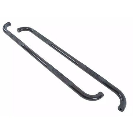 Big Country With Step Pads, 3in Round Bent, Powder Coated, Black, Steel, Without End Caps, Rocker Panel Mount 370321