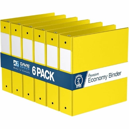 Davis Group Premium Economy, Round Ring, Binder, (Yellow, 2"), PK6 2313-05-06
