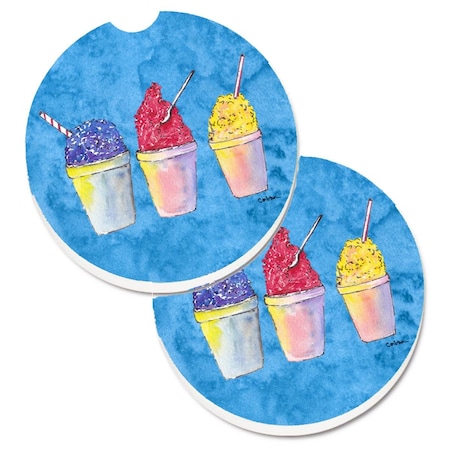 Carolines Treasures Snowballs and Snowcones Set of 2 Cup Holder Car Coaster 8780CARC