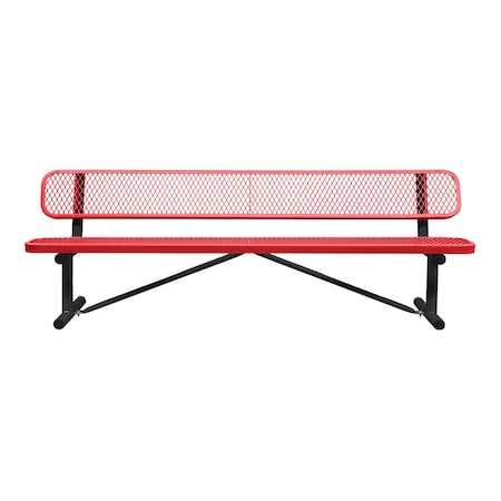 Leisure Craft Portable, Bench with Back, 8ft., Red B8WBP-RED