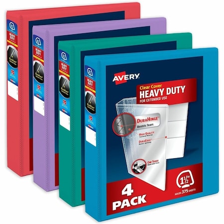 Avery Binder, Assorted Bright Colors Heavy, PK4 79633
