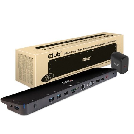 Club 3D B.V USB GEN 1 TYPE C TRIPLE DISPLAY DOCK IS AN ALL-IN-ONE SOLUTION, WITH VIDEO PORTS CSV-1564W65