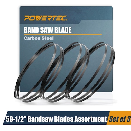 Powertec 59-1/2" High Carbon Steel Band Saw Blades for WEN 3959, Porter-Cable, Ryobi, Delta, 9" Bandsaw 13614