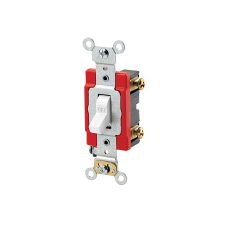 Leviton Toggle Switch, 20 Amp, 120 Volt, White 1221-LHW