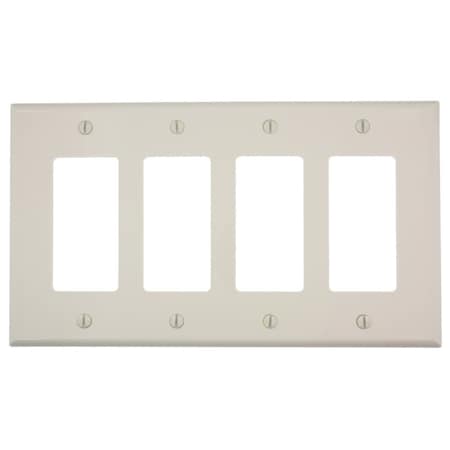 Leviton Decora Wallplate, Midway Size, Gang 4, Light Almond PJ264-T