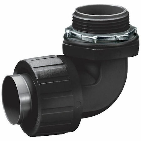 Hubbell Wiring Device-Kellems Conduit Fitting Connector, 1 in, Liquid-Tight, Nylon, Black P1009NBK