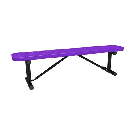Leisure Craft 6' Standard Bench With No Back, Perforated Metal, Portable, Purple B6XPP-PERF-PURPLE