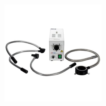 Amscope 150W Fiber Optic Microscope Illuminator w/ Ring Dual and Single Gooseneck Lights HL250-AOYS