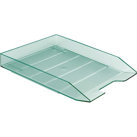 Acrimet Stackable Letter Tray Front Load Letter Size Document Organizer Plastic Clear Green 1 Unit 211.5