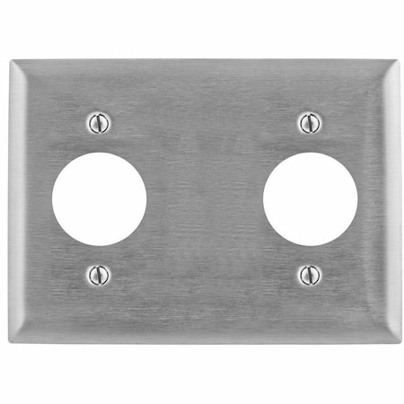 Hubbell Wiring Device-Kellems Wallplates and Boxes, Metallic Plates, 3- Gang, 1) 1.60" Opening 1) Blank1) 1.60" Opening, Standard Size, Stainless Steel SS320