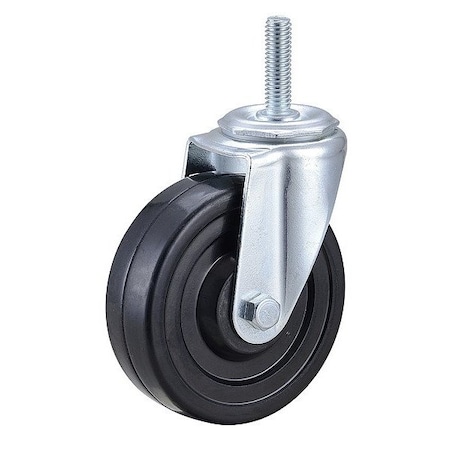 Zoro Select Swivel Stem Caster, Rubber, 4 in., 170 lb., Stem Dia.: 7/16 in DCRR04052S-S13