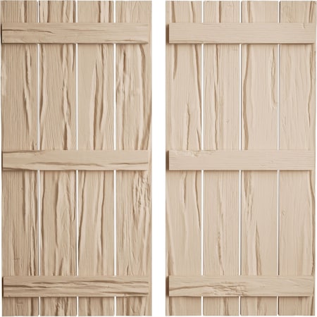 Ekena Millwork Rustic Four Board Spaced Board-n-Batten Riverwood Faux Wood Shutters, 23 1/2W x 76H, PR SHUBSS23X76RWPR