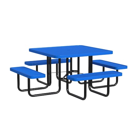 Leisure Craft Square Picnic Table, In Ground Mount, Blue, 46 in T46SQIG-BLUE