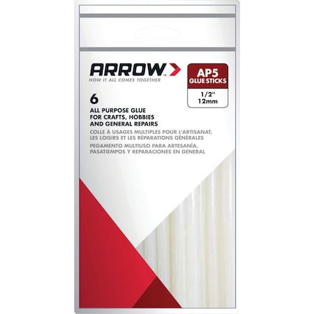 Arrow Lock 4'' Standard Clear Hot Melt Glue, 6PK AP5