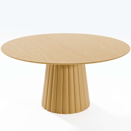 Homeroots 60" Brown Solid Wood Pedestal Base Round Top Dining Table 721016
