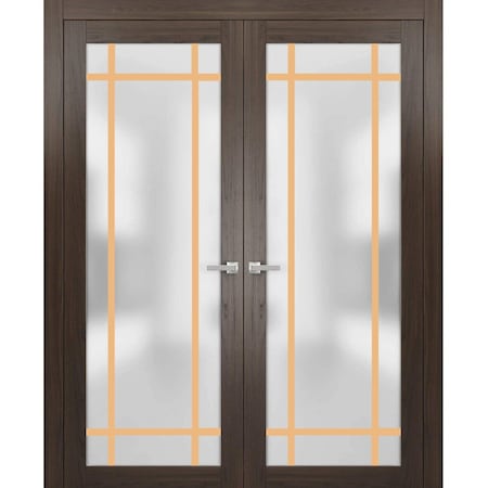 Sartodoors Solid French Double Doors Frosted Glass Planum 2113 64x96 (2* 32x96) Solid Core Modern Interior PLANUM2113DD-CA-64 x 96 (2* 32x96)